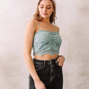 NEW Buckle Crochet Overlay Bralette Blue Haze Size S